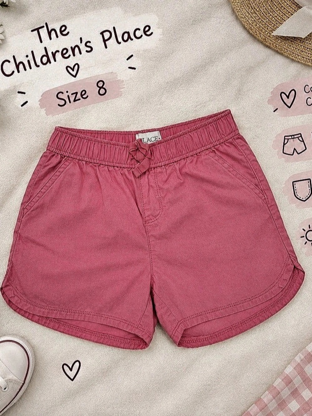 The Children's Place Girls Print Twill Pull On Shorts Pink Girls 8